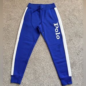 Ralph Lauren Blue Joggers with White Side Stripes